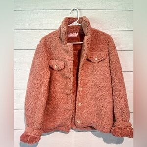 Pink Lily, fuzzy shacket!